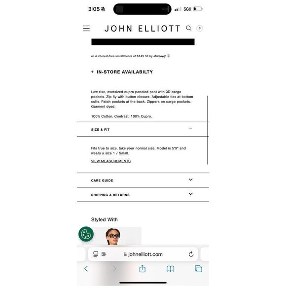 John Elliot Parachute Cargo Pants - Washed Navy - Picture 10 of 10